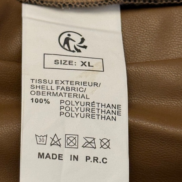 Faux Leather Women’s Leggings XL - Tan - Picture 4 of 7